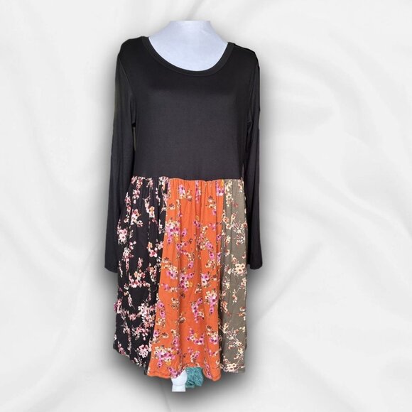 Haptics Dresses & Skirts - *NEW* Haptics Long Sleeve Floral Colorblock Dress - Small Prairie Boho Cottageco